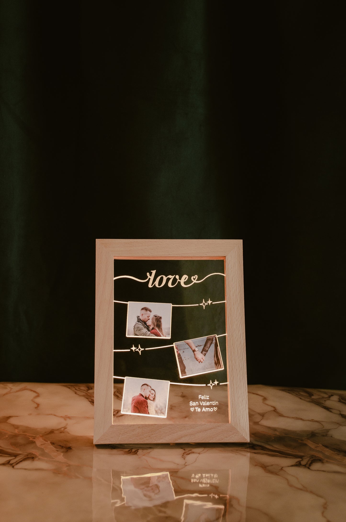 Cuadro Madera Love Tres Fotos