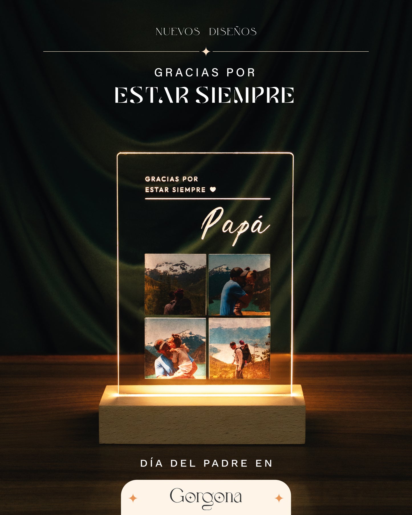 Base Madera Cuadrifoto Papá