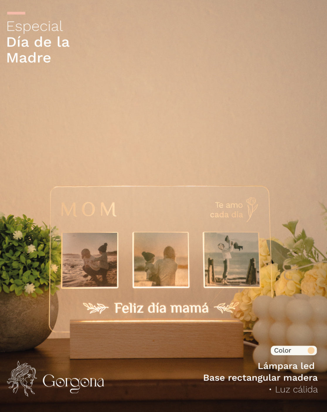 Base Madera Trifoto Mamá