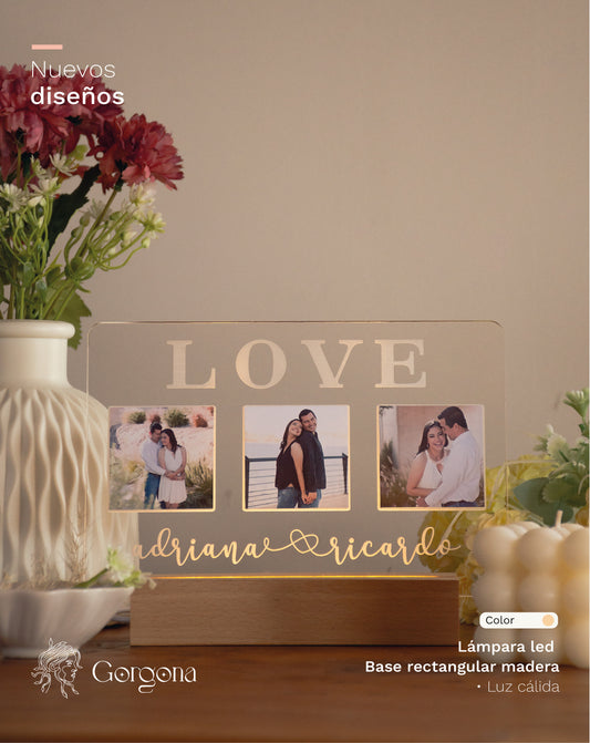 Base Madera Love Tres Fotos