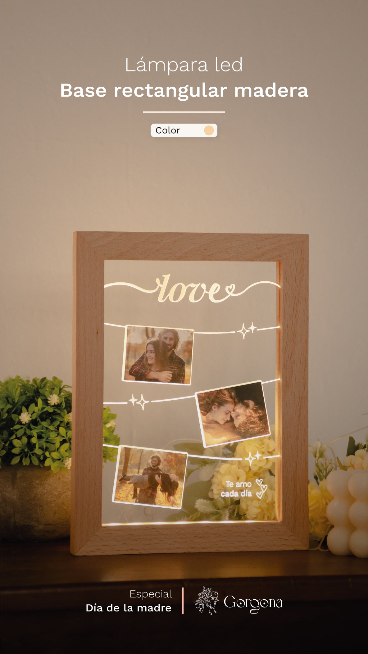 Cuadro Madera Love Tres Fotos