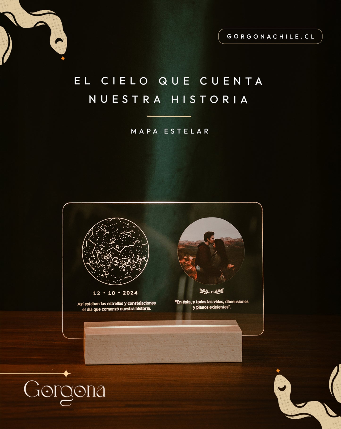 Mapa Estelar con Fotografía Base de Madera