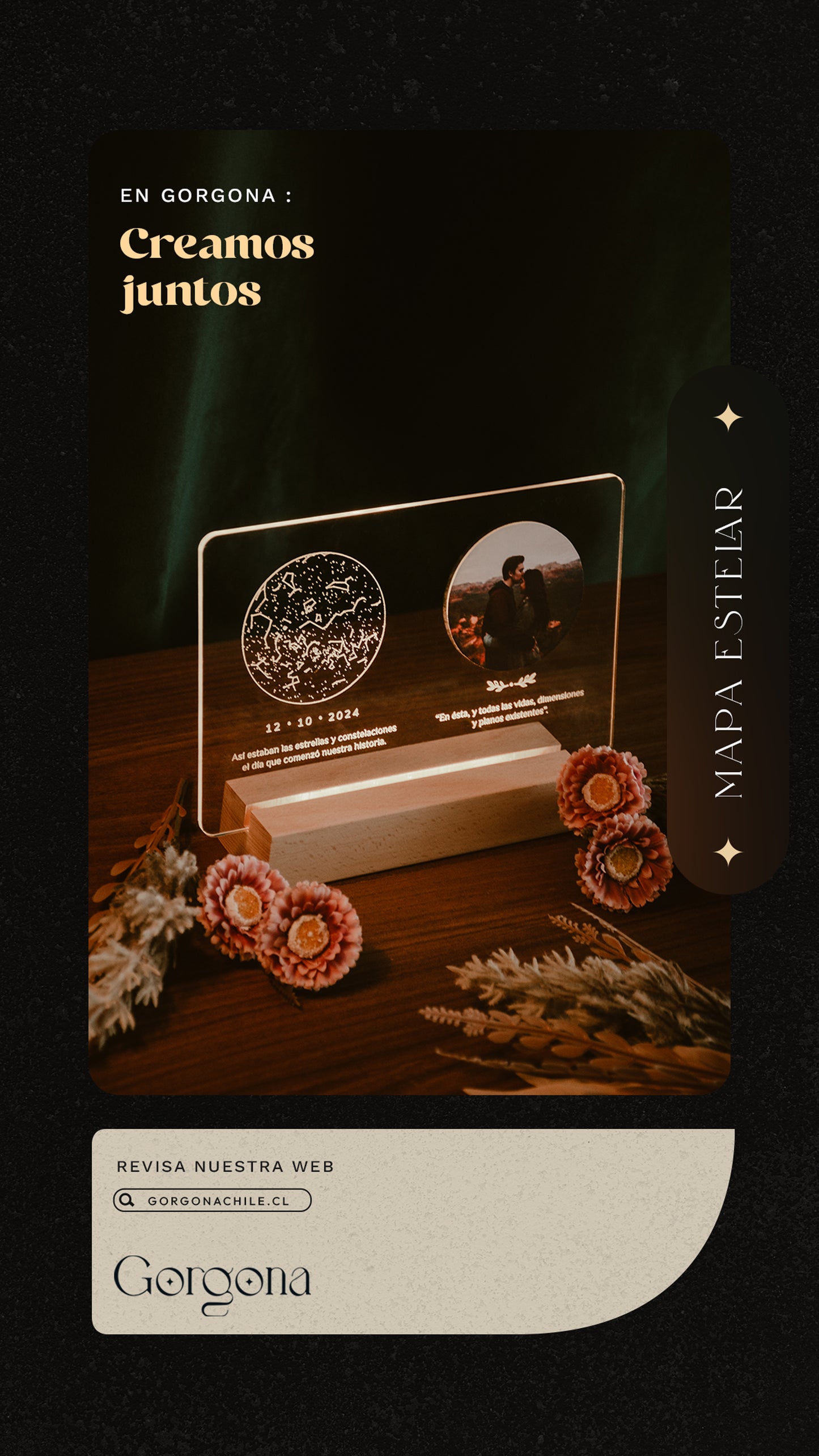 Mapa Estelar con Fotografía Base de Madera